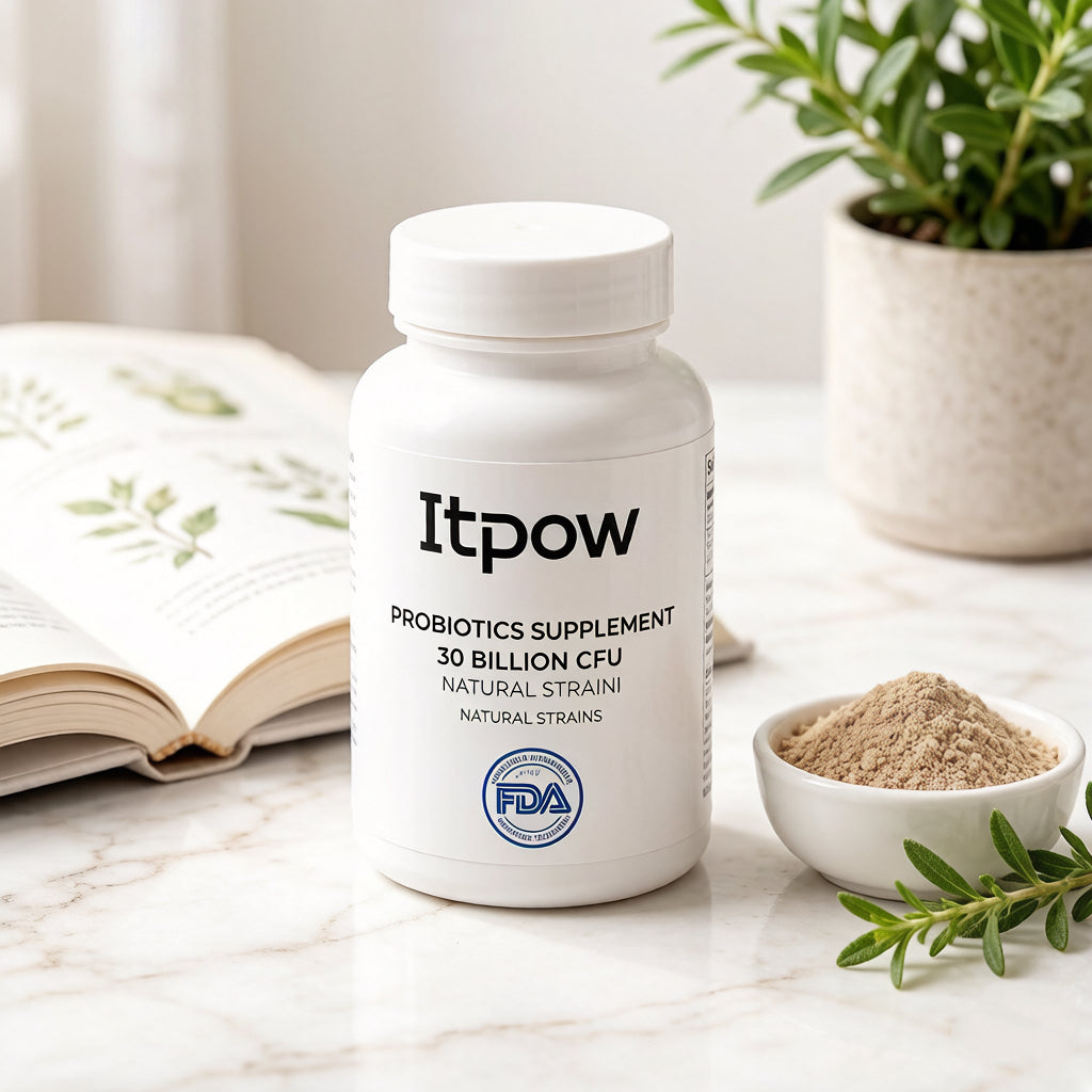 Itpow Probiotics Supplement, 30 Billion CFU Natural Strains, Daily Digestive Health Support for Adults, Non-GMO, Gluten-Free, FDA Registered Facility