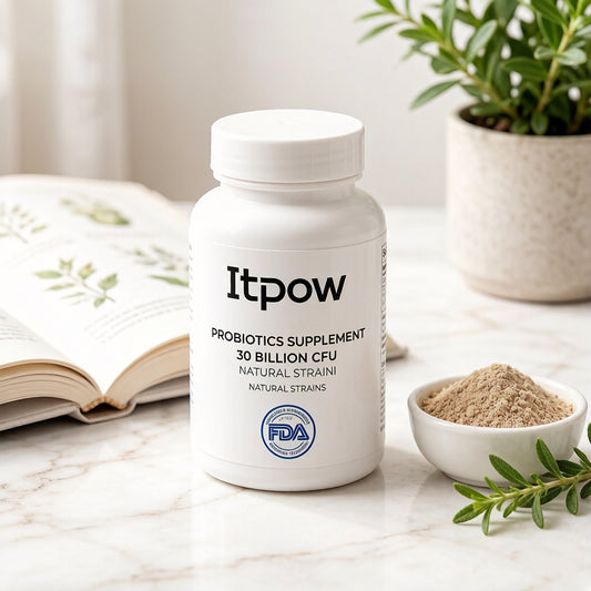 Itpow Probiotics Supplement, 30 Billion CFU Natural Strains, Daily Digestive Health Support for Adults, Non-GMO, Gluten-Free, FDA Registered Facility