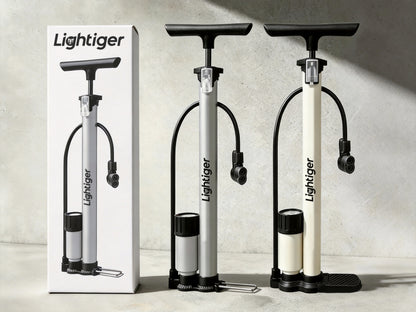 Lightiger Bike Floor Pump, High Pressure Bicycle Floor Pump with Pressure Gauge, Fits Presta & Schrader Valve, Air Inflator for Mountain Road Bike, EBike and Car Vehicle Tyres