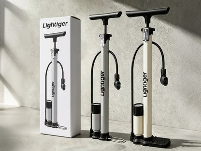 Lightiger Bike Floor Pump, High Pressure Bicycle Floor Pump with Pressure Gauge, Fits Presta & Schrader Valve, Air Inflator for Mountain Road Bike, EBike and Car Vehicle Tyres
