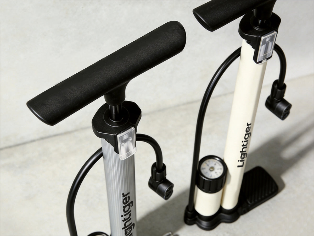Lightiger Bike Floor Pump, High Pressure Bicycle Floor Pump with Pressure Gauge, Fits Presta & Schrader Valve, Air Inflator for Mountain Road Bike, EBike and Car Vehicle Tyres
