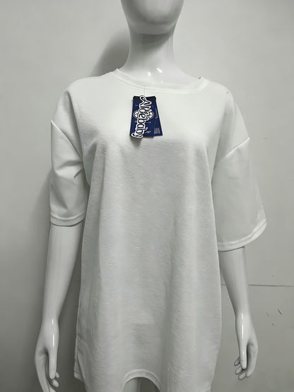 [Aloebaby Tee-shirts]- Minimalist Solid Color Crew Neck T-Shirt - Versatile Casual Basic