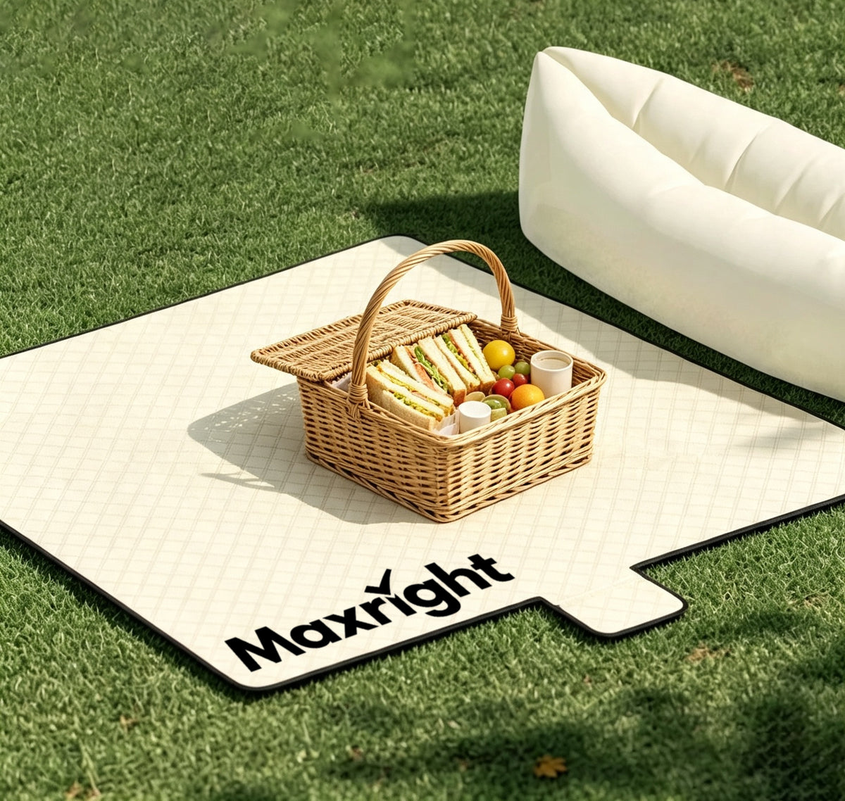 Maxright Picnic Blanket, Large Waterproof Foldable Outdoor Mat, Sand‑Proof Portable Camping Beach Blanket with Carry Pocket for Park, Hiking, Travel, Family Gathering