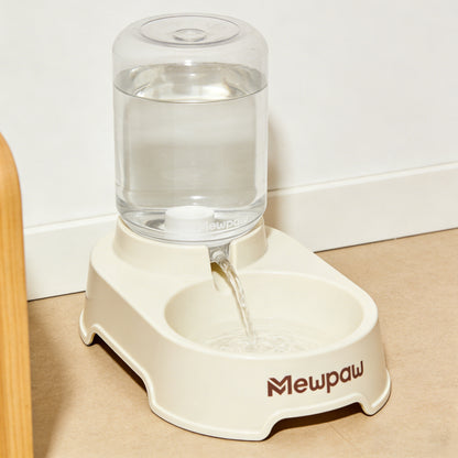 Mewpaw Gravity-Fed Pet Water Dispenser - Automatic Refill Water Bowl for Cats & Small Dogs, Food-Grade Plastic Non-Spill Water Dish with Large Capacity Bottle, Home-Friendly Pet Hydration Station