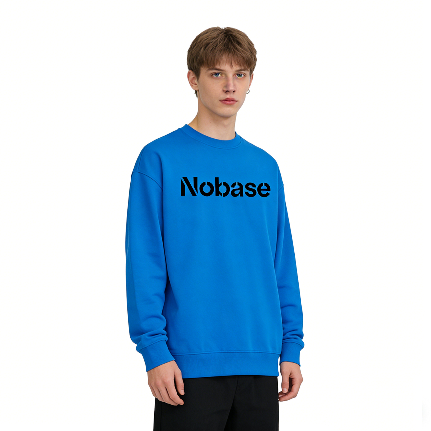【Nobase Hollow Lettering Crew Neck Sweatshirt】—— Bold Style & Everyday Comfort