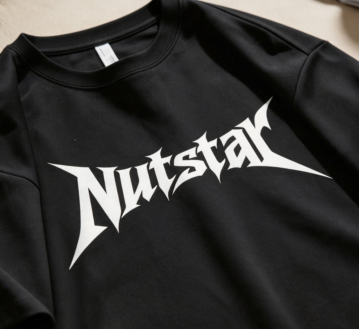 Nutstar Graphic Short Sleeve T-Shirt, Men's Crew Neck Casual Cotton Tee, Gothic Letter Print Loose Fit Tshirt for Daily Streetwear