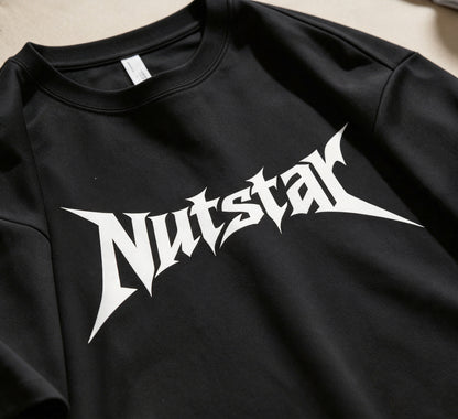 Nutstar Graphic Short Sleeve T-Shirt, Men's Crew Neck Casual Cotton Tee, Gothic Letter Print Loose Fit Tshirt for Daily Streetwear