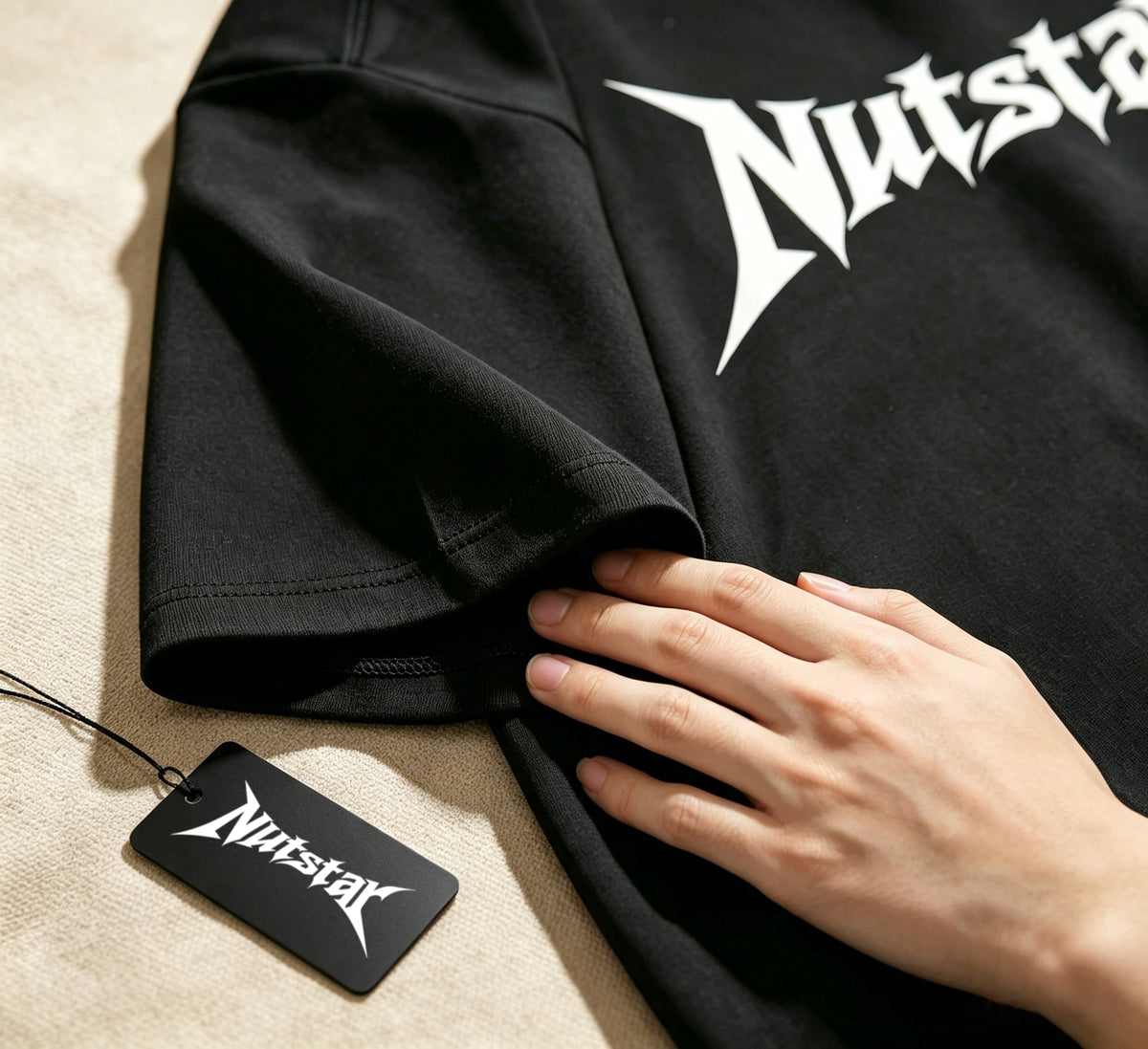 Nutstar Graphic Short Sleeve T-Shirt, Men's Crew Neck Casual Cotton Tee, Gothic Letter Print Loose Fit Tshirt for Daily Streetwear