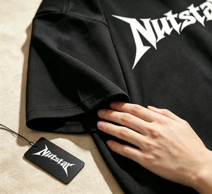 Nutstar Graphic Short Sleeve T-Shirt, Men's Crew Neck Casual Cotton Tee, Gothic Letter Print Loose Fit Tshirt for Daily Streetwear