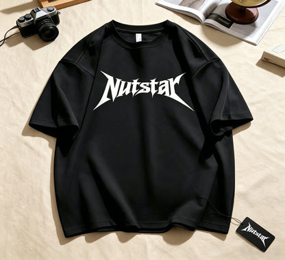 Nutstar Graphic Short Sleeve T-Shirt, Men's Crew Neck Casual Cotton Tee, Gothic Letter Print Loose Fit Tshirt for Daily Streetwear