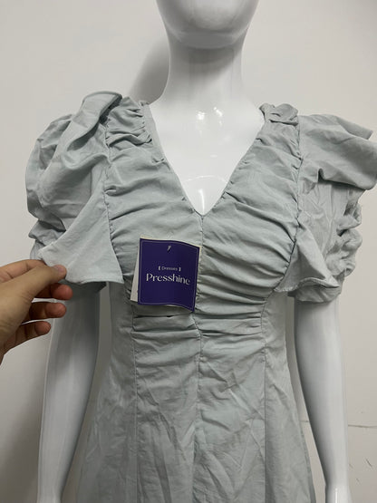 【Presshine Ruched Puff Sleeve Dress】—— Elegant Silhouette for Every Occasion