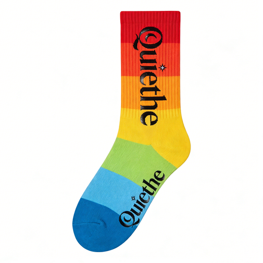 【Quiethe Rainbow Gradient Mid-Calf Socks】—— Vibrant Style & All-Day Comfort