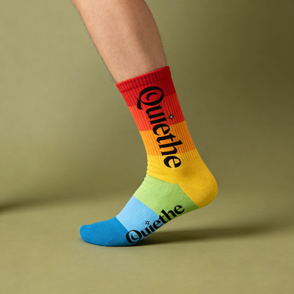 【Quiethe Rainbow Gradient Mid-Calf Socks】—— Vibrant Style & All-Day Comfort