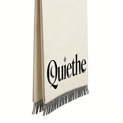 【Quiethe Gothic Lettering Fringed Scarf】—— Timeless Elegance & Cozy Warmth