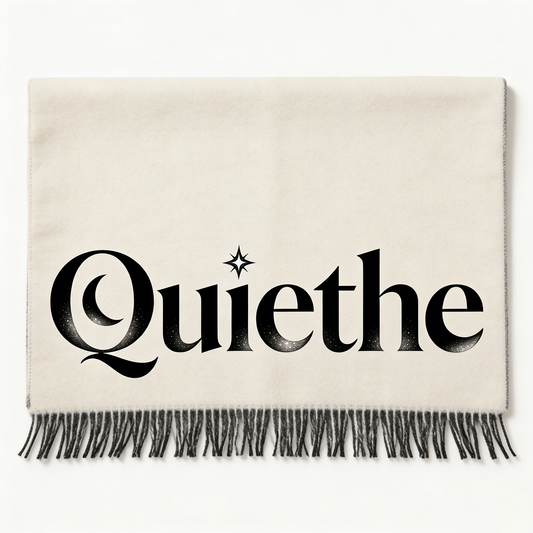 【Quiethe Gothic Lettering Fringed Scarf】—— Timeless Elegance & Cozy Warmth