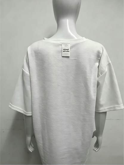 [Aloebaby Tee-shirts]- Minimalist Solid Color Crew Neck T-Shirt - Versatile Casual Basic