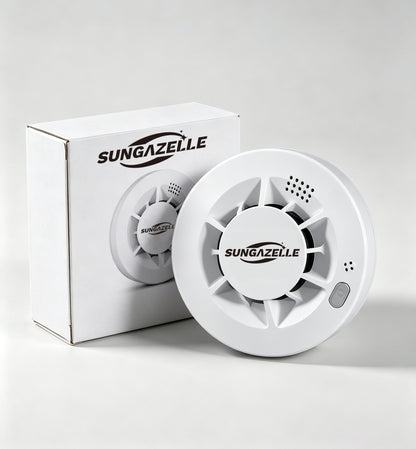 SUNGAZELLE Smoke Alarms, Independent Photoelectric Smoke Detector for Home, High Sensitivity Fire Smoke Alarm with Test & Hush Button, Fire Safety Sensor for House, Rental, Warehouse