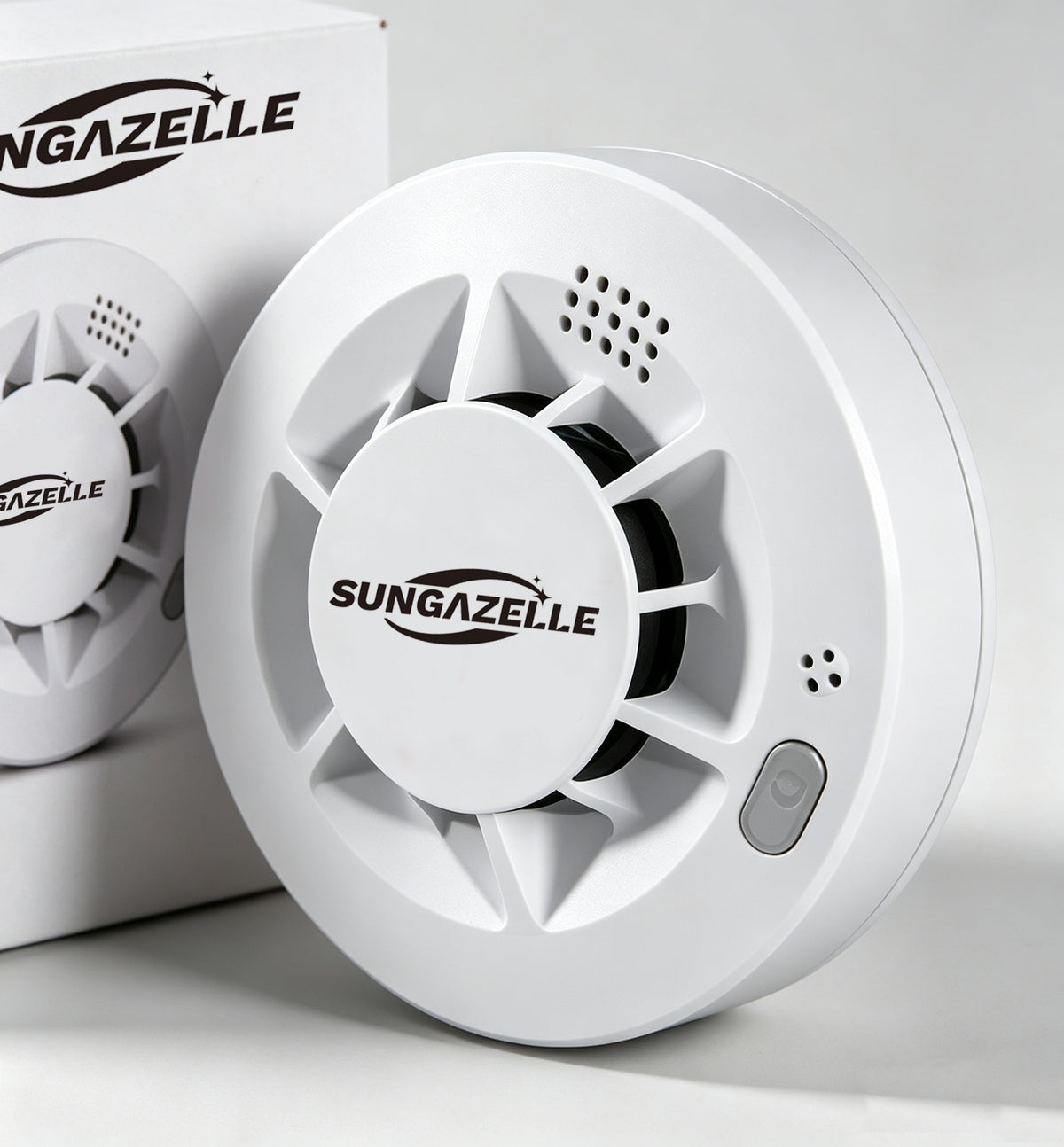 SUNGAZELLE Smoke Alarms, Independent Photoelectric Smoke Detector for Home, High Sensitivity Fire Smoke Alarm with Test & Hush Button, Fire Safety Sensor for House, Rental, Warehouse