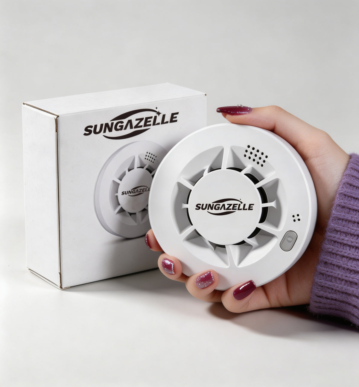 SUNGAZELLE Smoke Alarms, Independent Photoelectric Smoke Detector for Home, High Sensitivity Fire Smoke Alarm with Test & Hush Button, Fire Safety Sensor for House, Rental, Warehouse