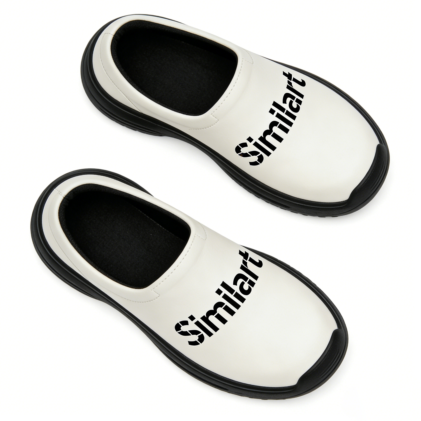 Similart Men's Slip On Shoes, Waterproof Non-Slip Work & Casual Mules, Comfortable Lightweight Walking Shoes for Indoor & Outdoor, White
