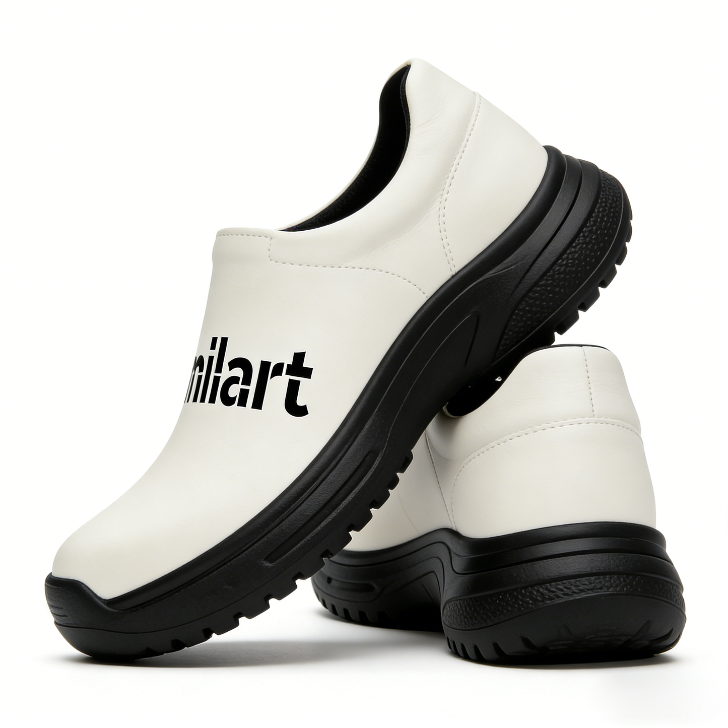 Similart Men's Slip On Shoes, Waterproof Non-Slip Work & Casual Mules, Comfortable Lightweight Walking Shoes for Indoor & Outdoor, White