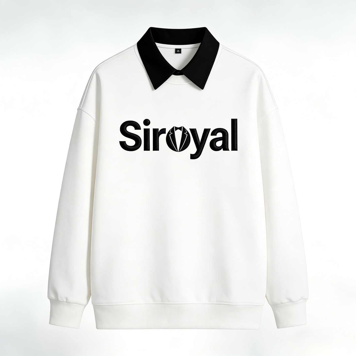 【Siroyal Contrast Collar Embroidered Sweatshirt】—— Elevated Casual Wear for Modern Style