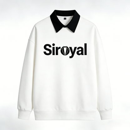 【Siroyal Contrast Collar Embroidered Sweatshirt】—— Elevated Casual Wear for Modern Style