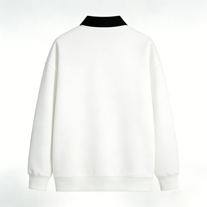 【Siroyal Contrast Collar Embroidered Sweatshirt】—— Elevated Casual Wear for Modern Style