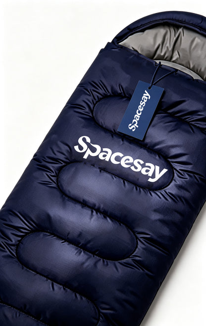 Spacesay Hooded Sleeping Bags for Adults, Thick Warm Envelope Style Sleeping Bag, Water Resistant & Connectable, Portable Camping Sleeping Bag for Hiking, Travel, Indoor Emergency Use