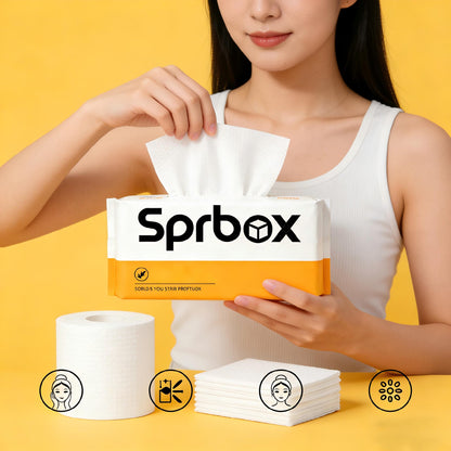 Sprbox 100% Cotton Disposable Face Towels (Dry & Wet Use)