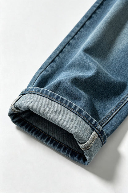 Sprbud Men Vintage Washed Wide Leg Jeans, Retro Faded Stripe Print Denim Pants, High Waist Loose Straight Baggy Denim Trousers Streetwear