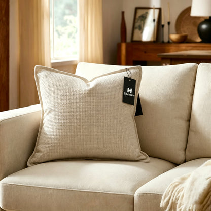 H Sprhom Square Throw Pillow Insert, Soft Linen‑Textured Decorative Couch Pillow, Premium Fluffy Accent Cushion for Sofa, Bedroom, Living Room, Home Decor