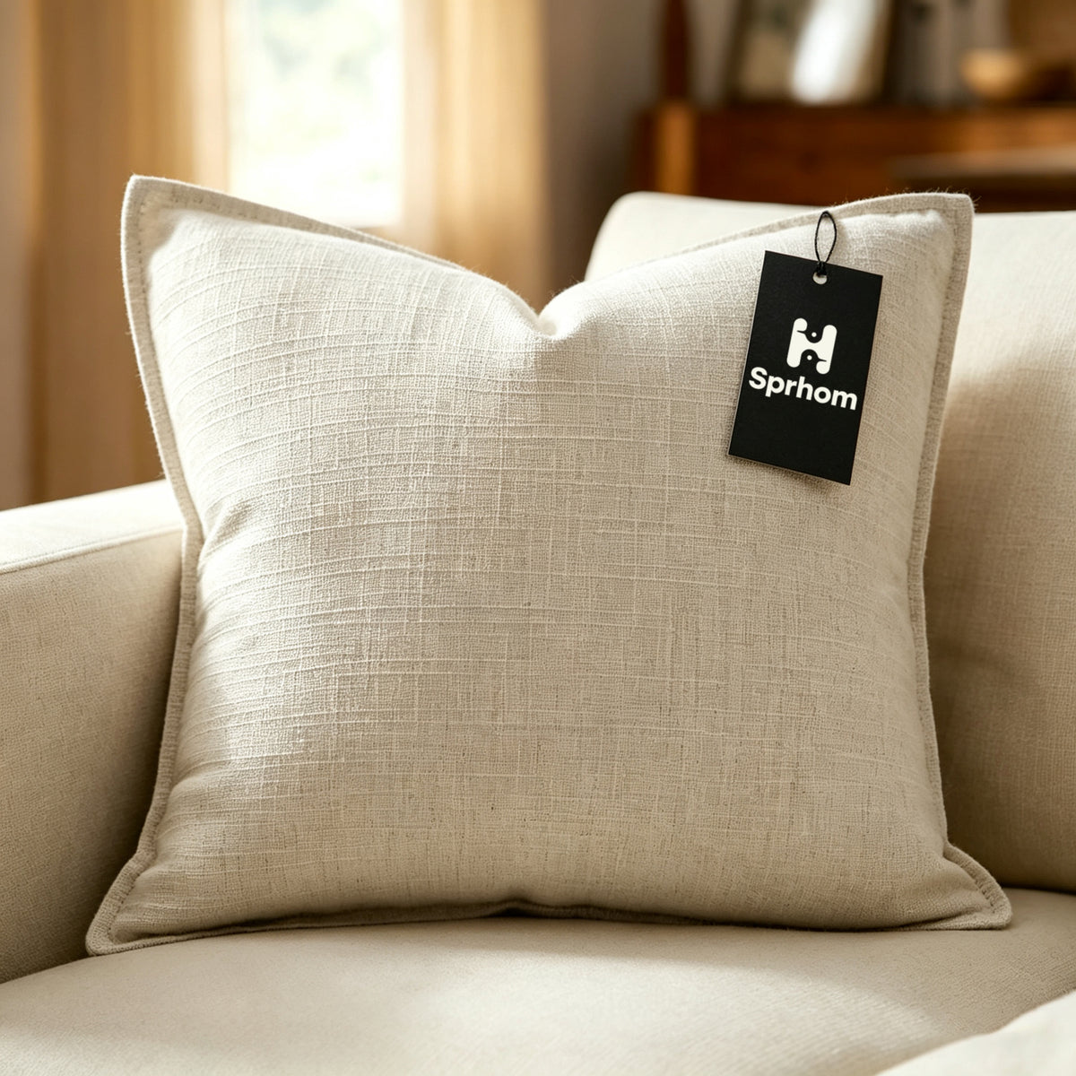 H Sprhom Square Throw Pillow Insert, Soft Linen‑Textured Decorative Couch Pillow, Premium Fluffy Accent Cushion for Sofa, Bedroom, Living Room, Home Decor