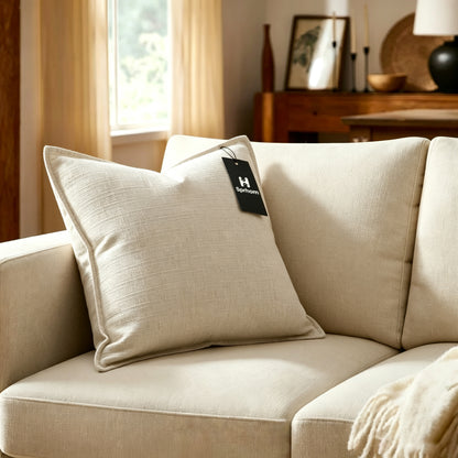 H Sprhom Square Throw Pillow Insert, Soft Linen‑Textured Decorative Couch Pillow, Premium Fluffy Accent Cushion for Sofa, Bedroom, Living Room, Home Decor
