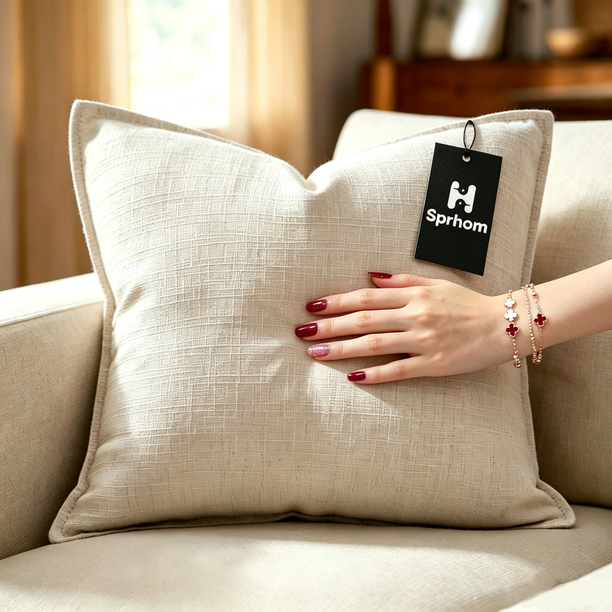 H Sprhom Square Throw Pillow Insert, Soft Linen‑Textured Decorative Couch Pillow, Premium Fluffy Accent Cushion for Sofa, Bedroom, Living Room, Home Decor