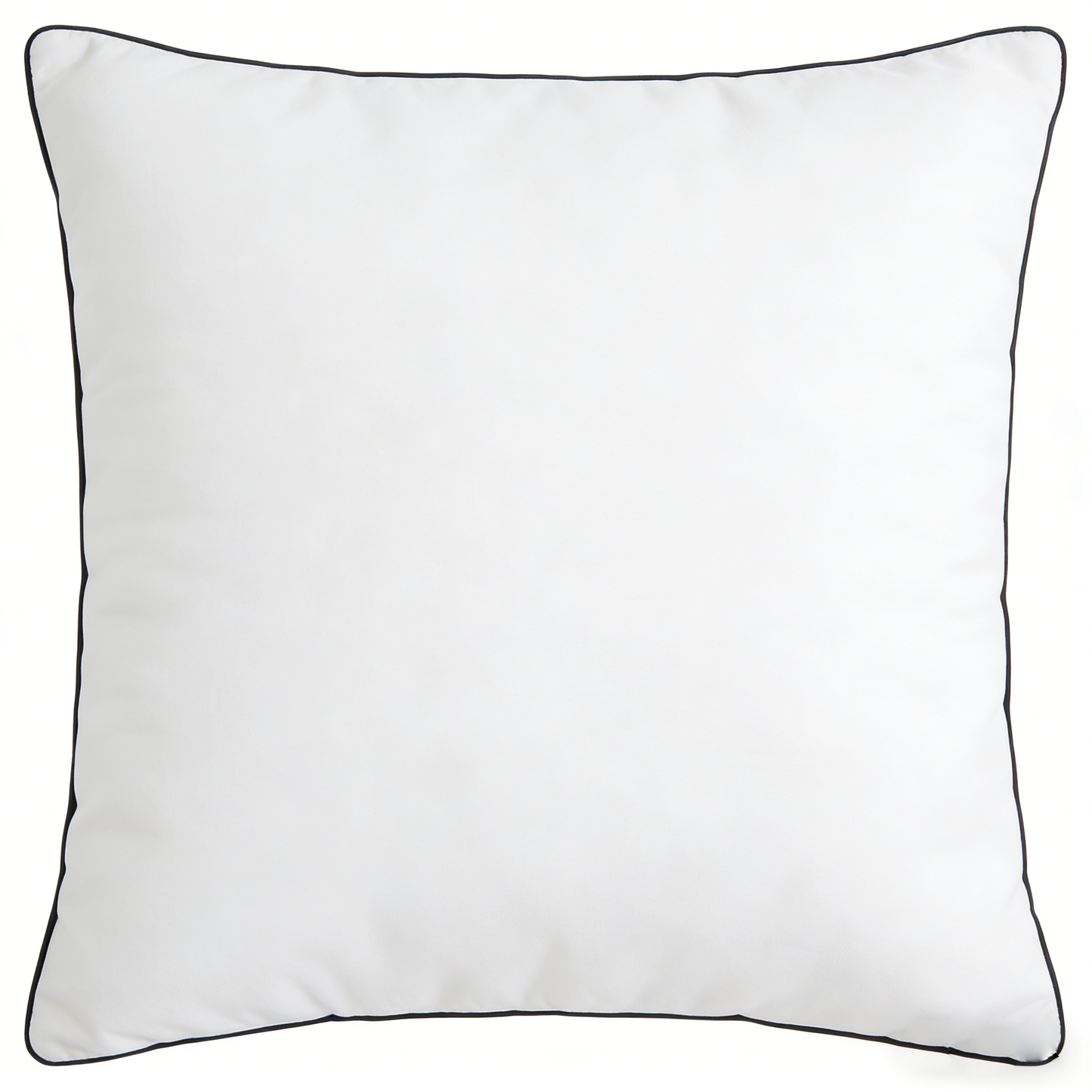 Stampet Embroidered Decorative Throw Pillow - Soft White Square Pillow with Black Piping & Retro Wave Accents for Home Decor