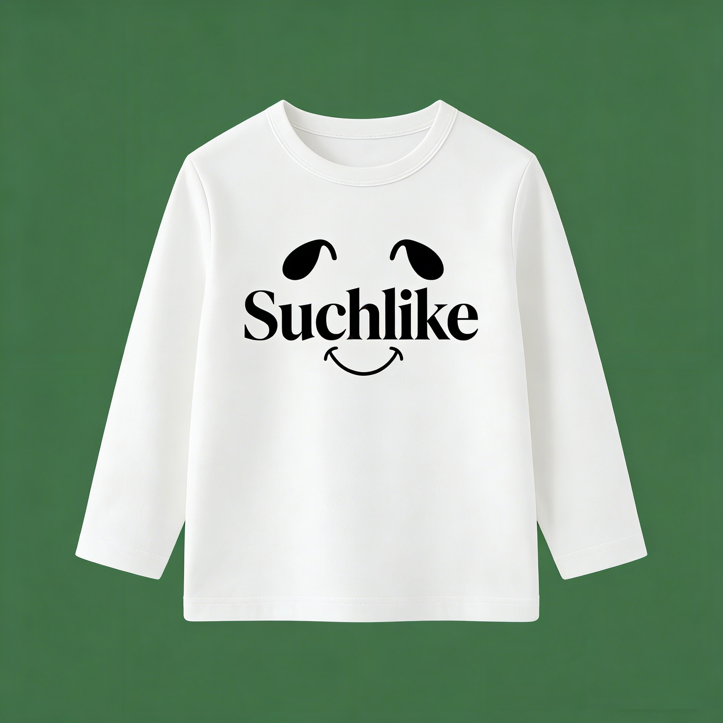 Suchlike Smiley Face Graphic Long Sleeve Crew Neck Top, Soft Casual Pullover Sweatshirt for Everyday Wear, Spring Fall Layering Essential
