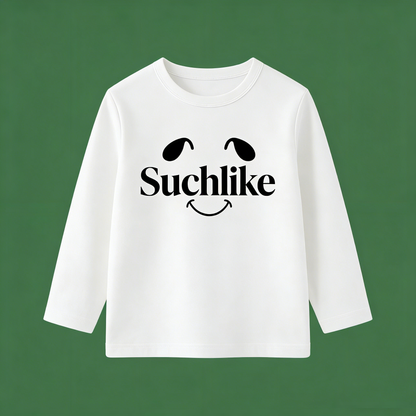 Suchlike Smiley Face Graphic Long Sleeve Crew Neck Top, Soft Casual Pullover Sweatshirt for Everyday Wear, Spring Fall Layering Essential