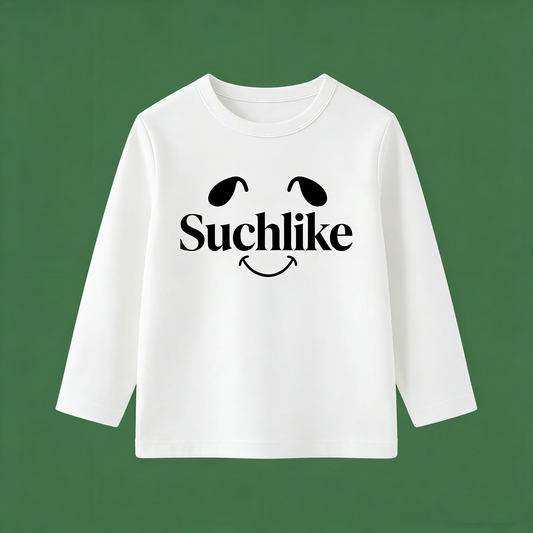 Suchlike Smiley Face Graphic Long Sleeve Crew Neck Top, Soft Casual Pullover Sweatshirt for Everyday Wear, Spring Fall Layering Essential