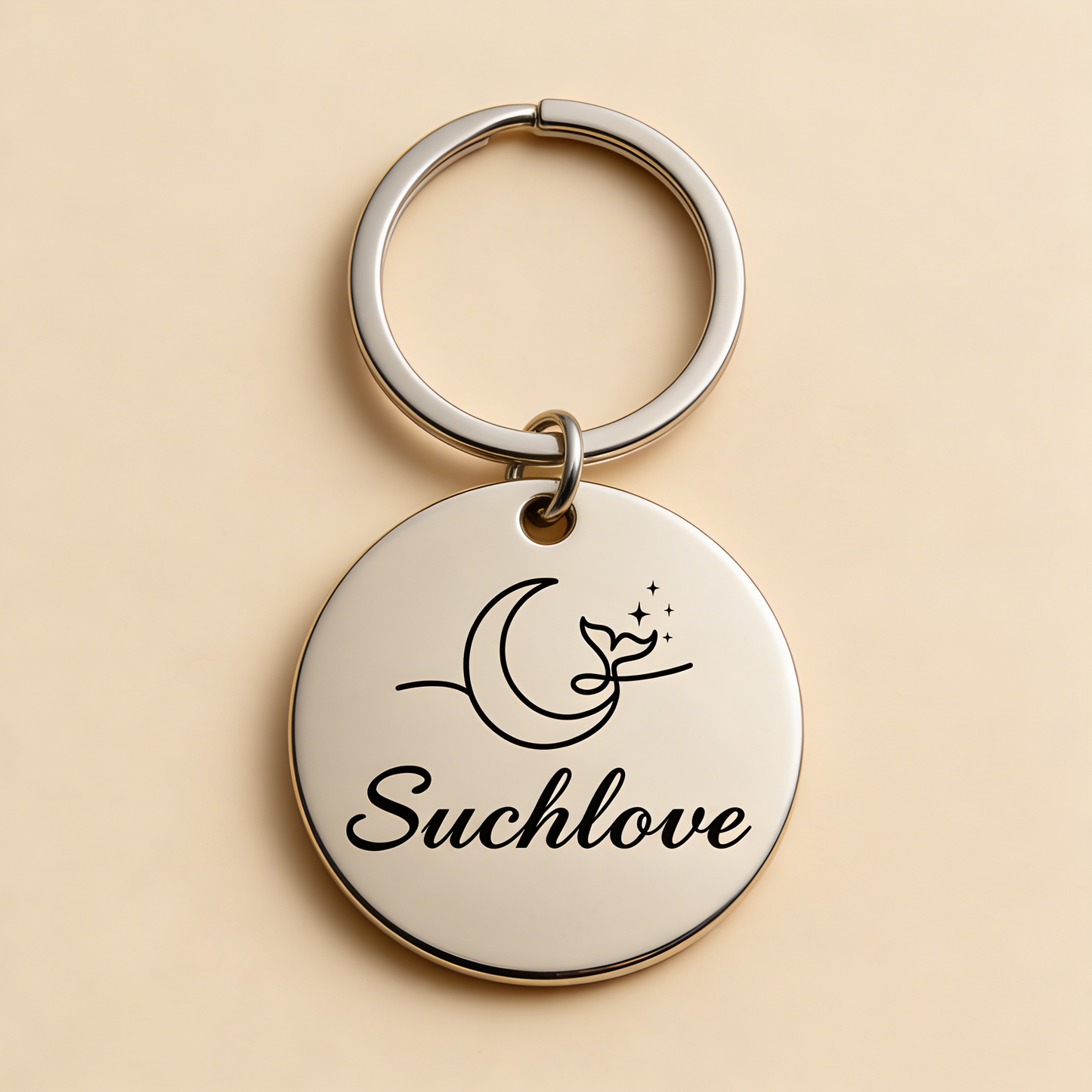 Suchlove Moon & Whale Tail Double-Sided Round Keychain (Luxury Sentimental Collection)