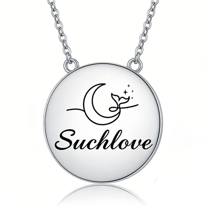 Suchlove Moon & Whale Tail Round Pendant Necklace (Luxury Sentimental Collection)