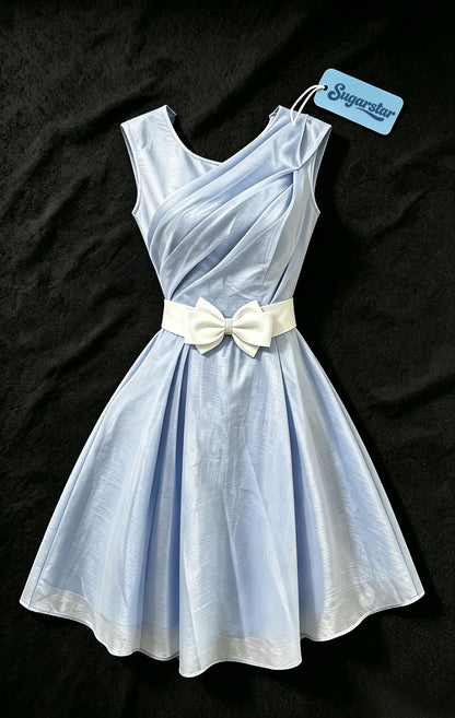 Sugarstar Women Sleeveless Cocktail Dress, Criss  Cross Ruched Bodice ALine Swing Dress with Bow Belt, Formal Party Homecoming Evening Dress