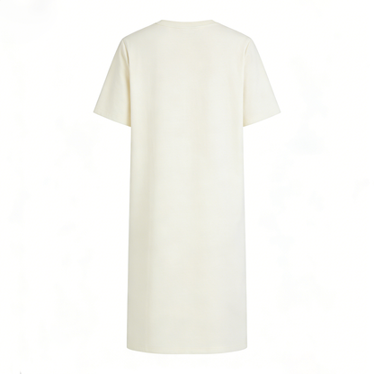 Suitcity Women's Casual Midi T-Shirt Dress, Short Sleeve Loose Fit Crew Neck Dress, Comfortable Breathable Daily Wear for Spring Summer