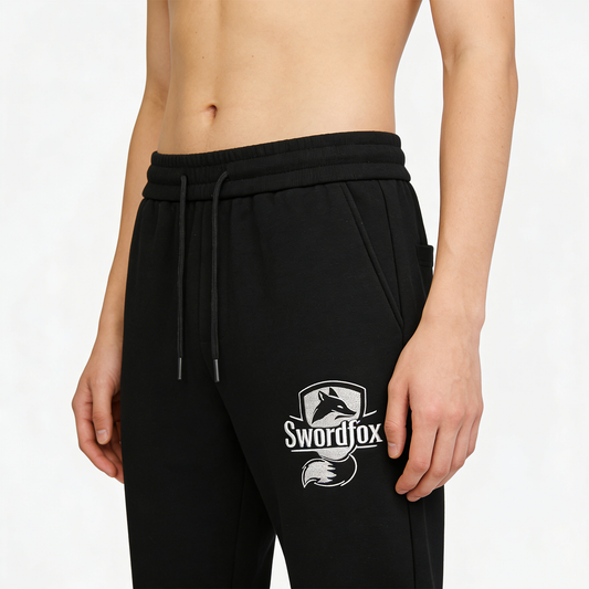Swordfox Men's Fox Embroidered Joggers, Relaxed Fit Cotton Sweatpants, Casual Athletic Track Pants with Pockets