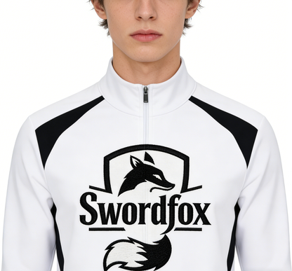 Swordfox Men's Fox Embroidered Track Jacket, Full-Zip Stand Collar Athletic Sweatshirt, Colorblock Sportswear for Gym & Running