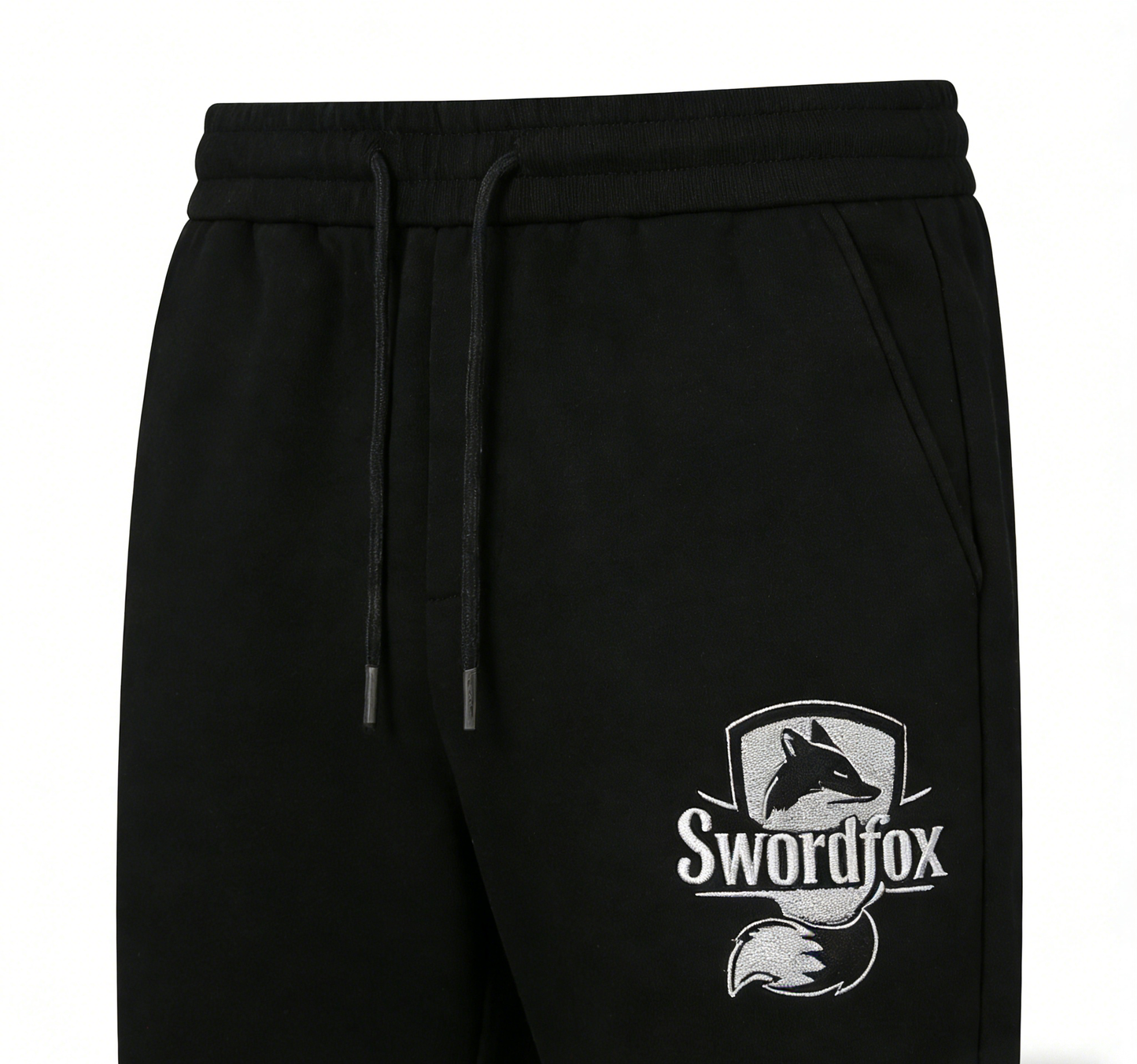 Swordfox Men's Fox Embroidered Joggers, Relaxed Fit Cotton Sweatpants, Casual Athletic Track Pants with Pockets