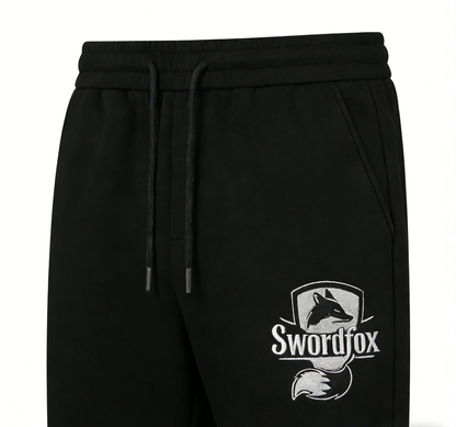 Swordfox Men's Fox Embroidered Joggers, Relaxed Fit Cotton Sweatpants, Casual Athletic Track Pants with Pockets