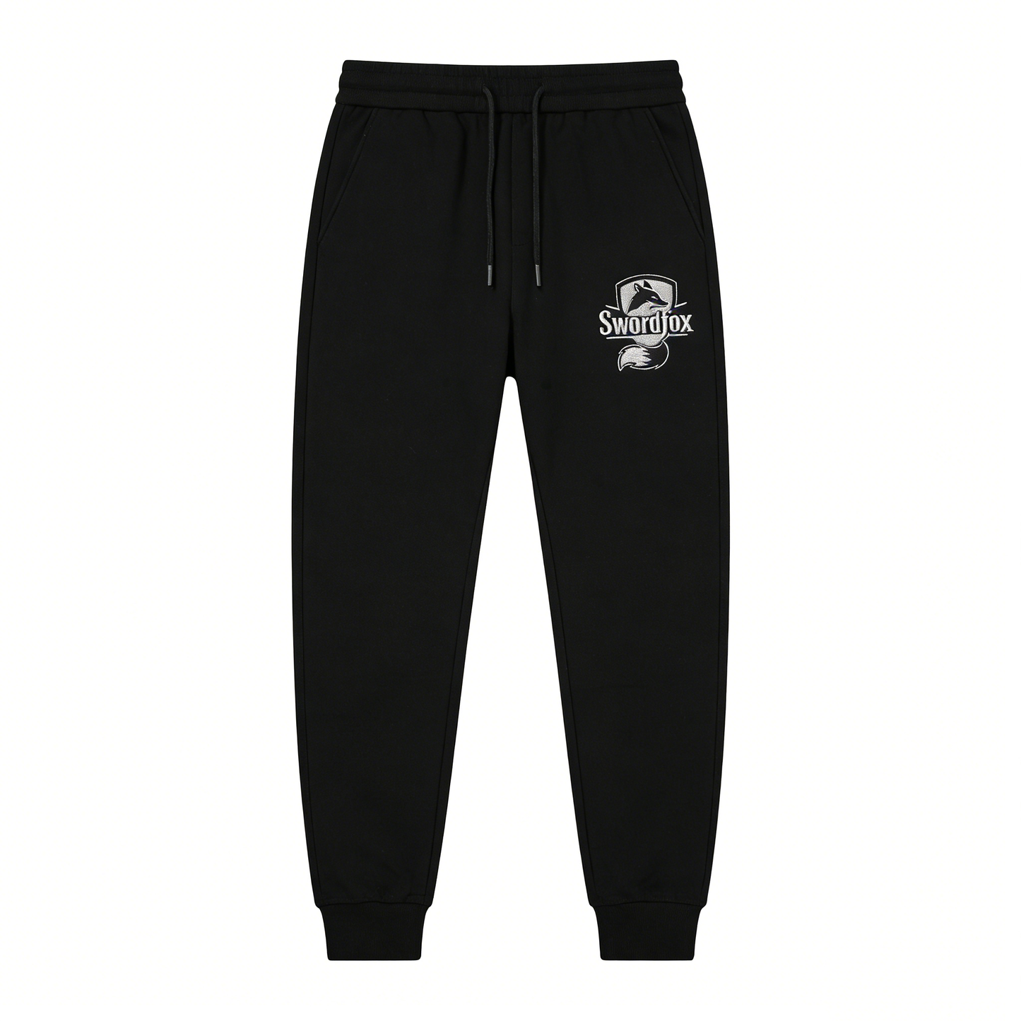 Swordfox Men's Fox Embroidered Joggers, Relaxed Fit Cotton Sweatpants, Casual Athletic Track Pants with Pockets