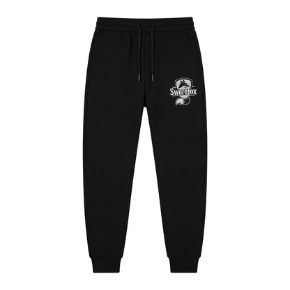 Swordfox Men's Fox Embroidered Joggers, Relaxed Fit Cotton Sweatpants, Casual Athletic Track Pants with Pockets