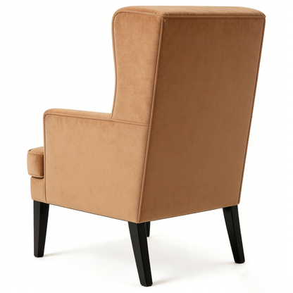 THISPACE Luxury Wingback Velvet Accent Chair | Ultra Soft Plush Comfort | Premium Caramel Tone